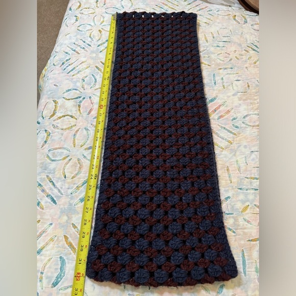 Floreat for Anthropologie Blue & Burgundy 
Crochet Infinity Scarf. - Picture 6 of 11